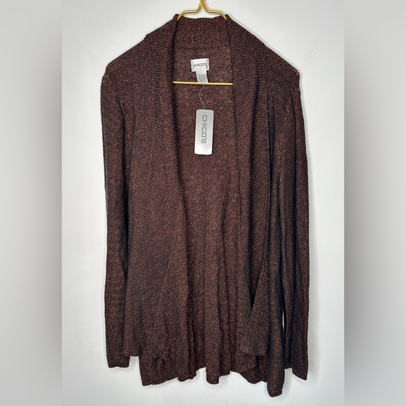 NWT Chico’s Black Orange Open Front Silk Blend Maddy Cardigan Size 3 (US XL) - Picture 8 of 8